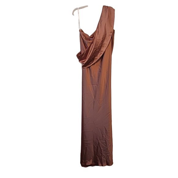 NEW Social Bridesmaids Draped One-Shoulder Convertible Maxi Dress Toffee XL - Picture 5 of 12